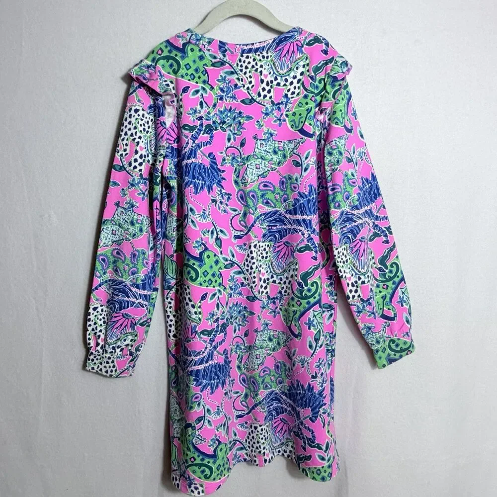 Lilly Pulitzer Plumeria Pink Untamed Hearts Elfrea Ruffle Dress Girl's L/8-10